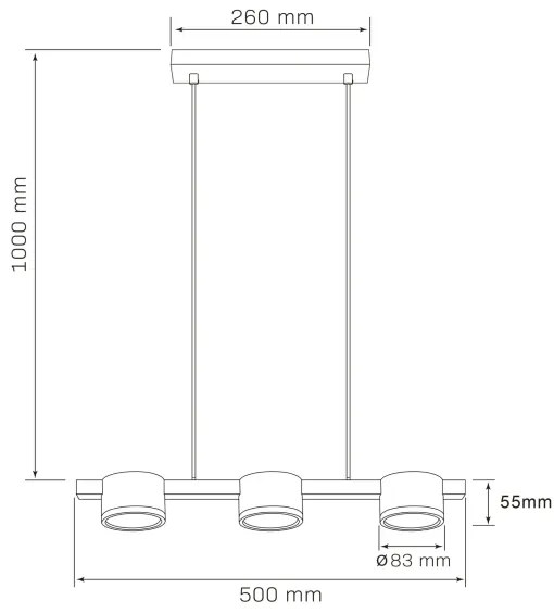 Lustră LED pe cablu MIRELLA 3xGX53/6W/230V negru
