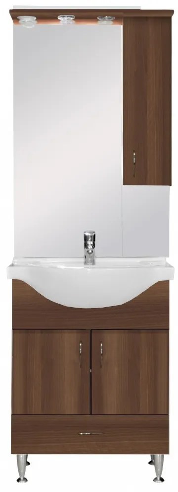 Mobilier complet de baie Bianca Plus 65, culoare Aida nuc, deschidere pe dreapta