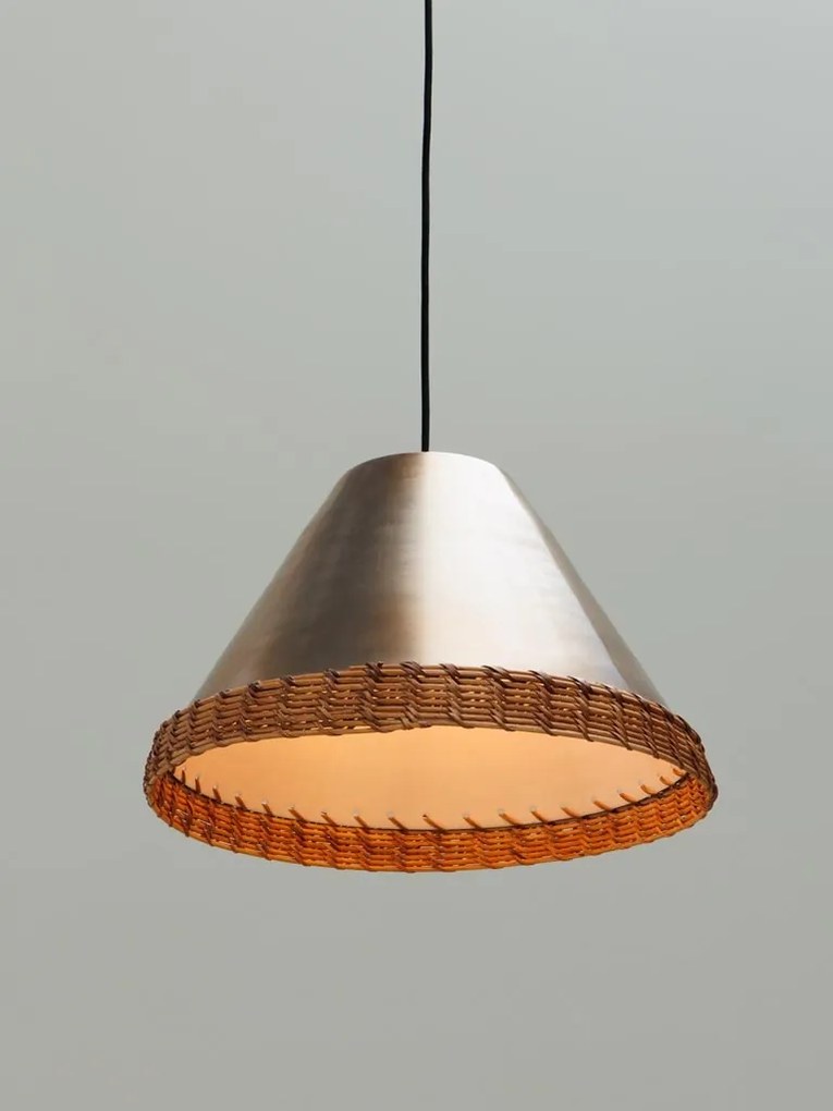 Lustra suspendată din metal și rattan, Ø41 cm, „Sabia”