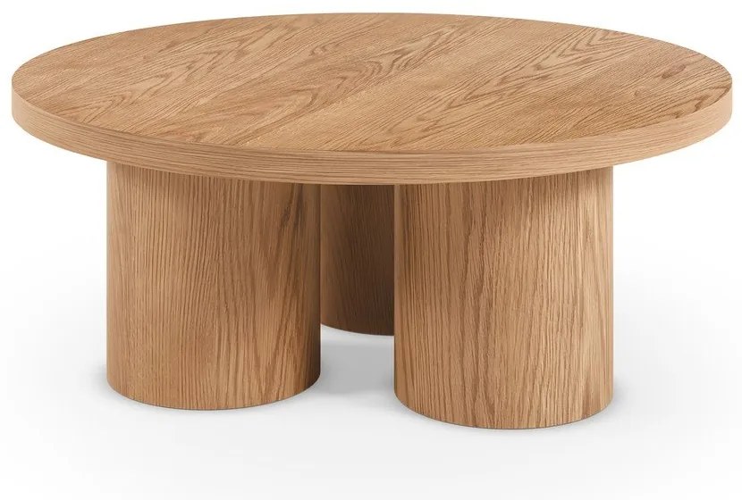 Măsuță de cafea în culoare naturală rotundă cu aspect de lemn de stejar ø 100 cm Arancha – MOME