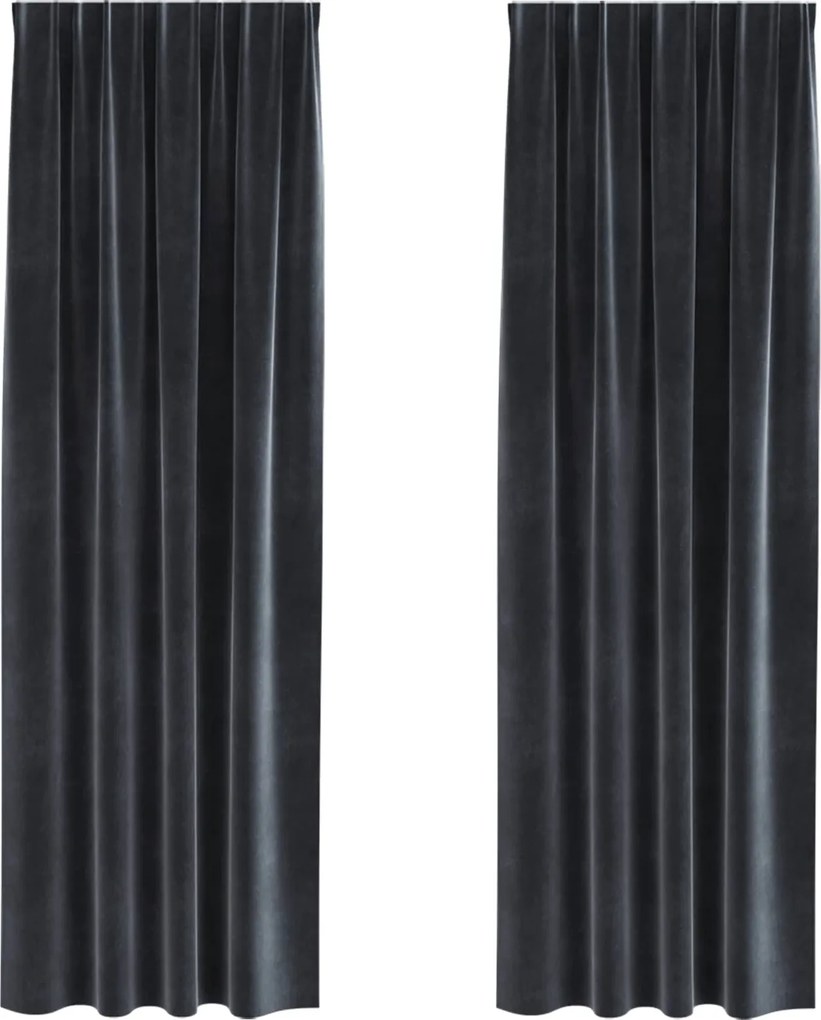 vidaXL Perdele opace 2 pcs Gri închis 140 x 260 cm Catifea