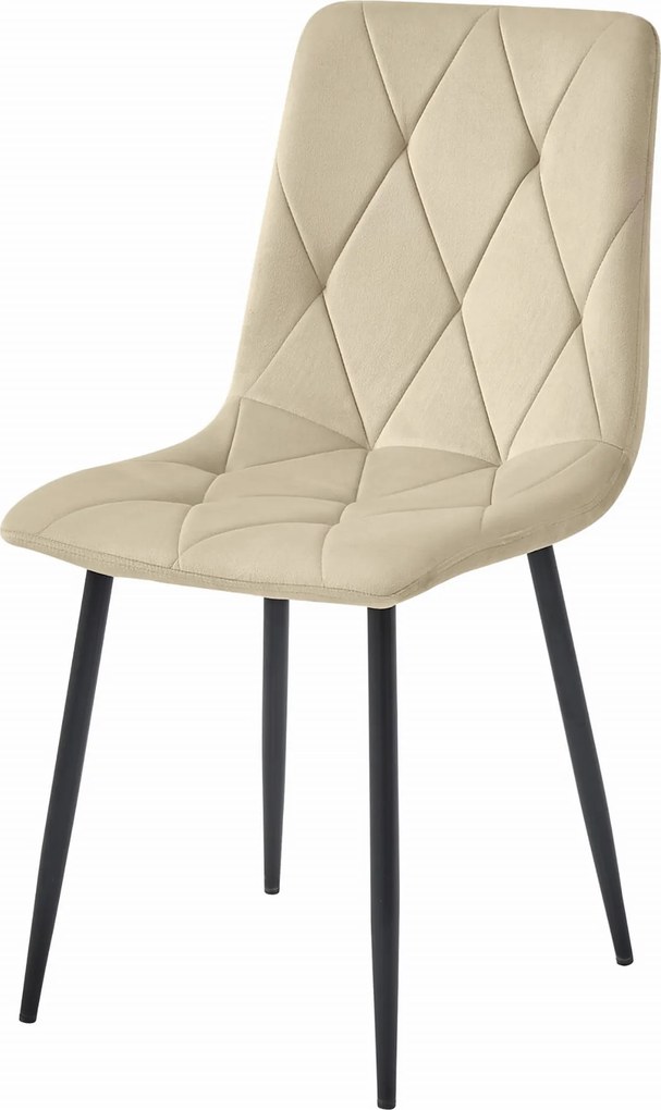 OFERTA Scaun de dining din catifea bej deschis LIBRA cu picioare negre II. calitate