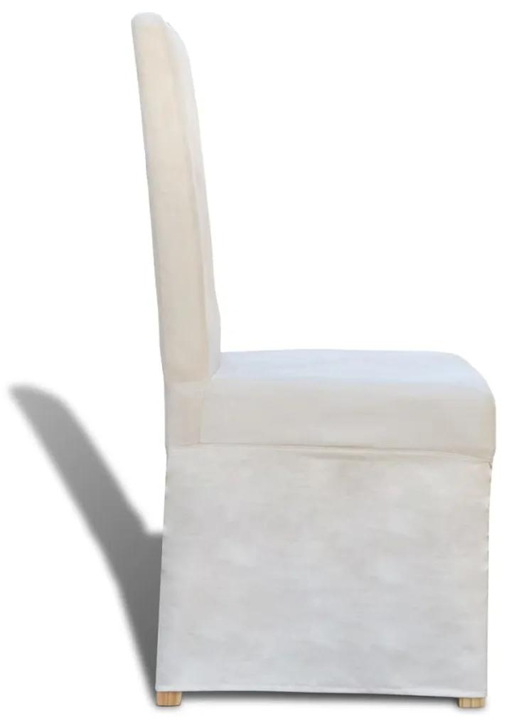 Scaune de bucatarie, 4 buc., alb crem, material textil 4, Crem