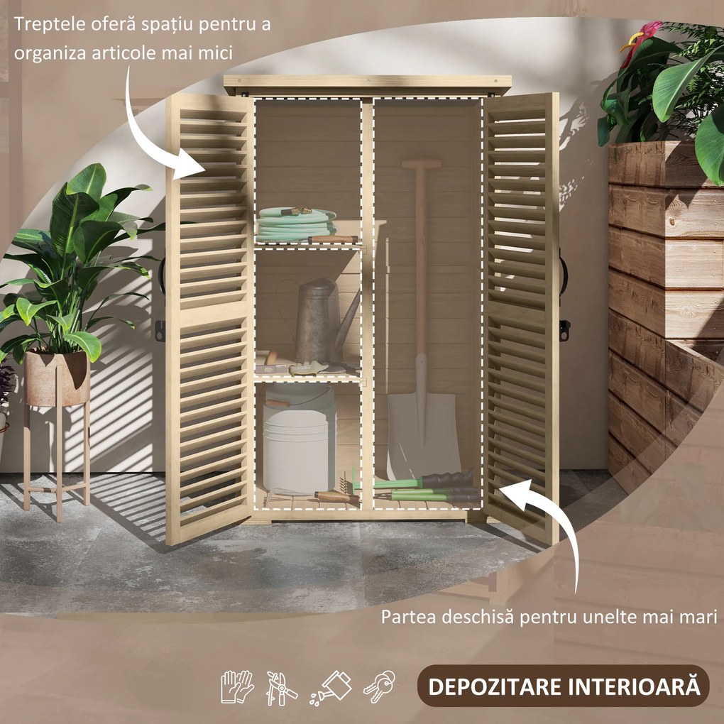 Outsunny Magazie de Gradina din Lemn, Dulap de Depozitare | Aosom Romania
