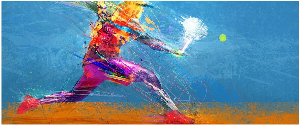 Tablou - Jucător de tenis pictat (120x50 cm)