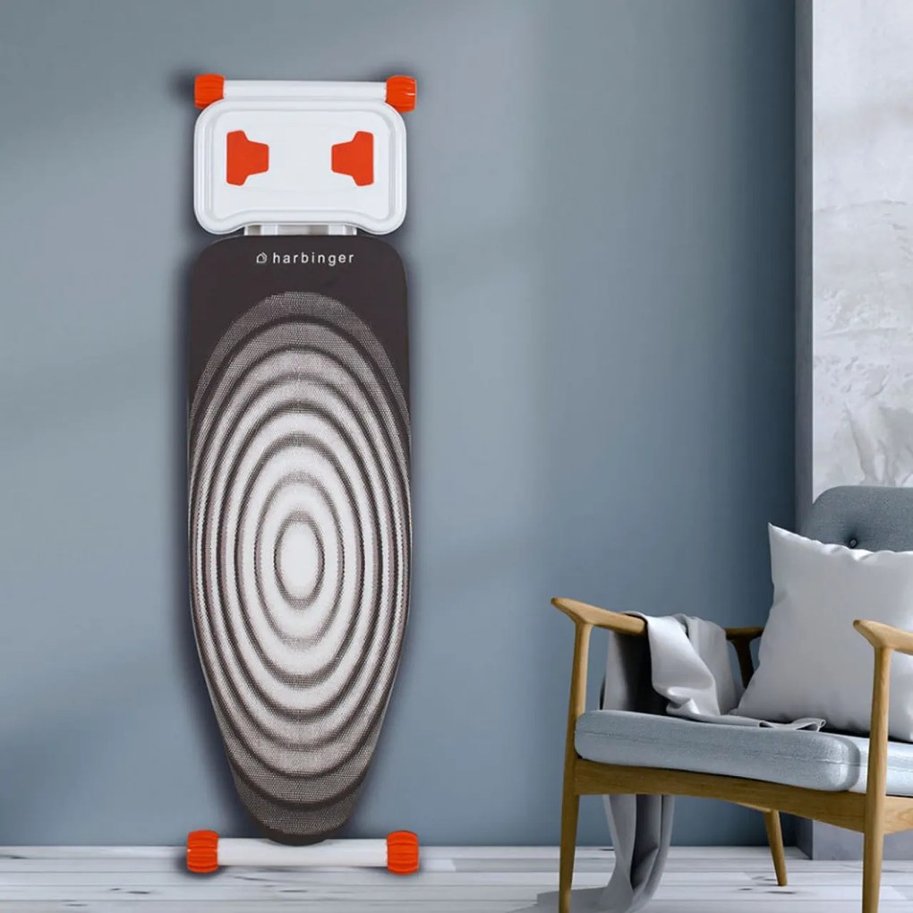 Masa de calcat Premium Harbinger® Powerboard , Pentru fier si statie de calcat, Suprafata 42X123 cm, Inaltime 55-90 cm, Multicolor