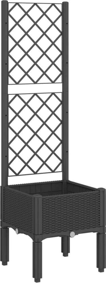 vidaXL Jardinieră de grădină cu spalier, negru, 40x40x142 cm, PP