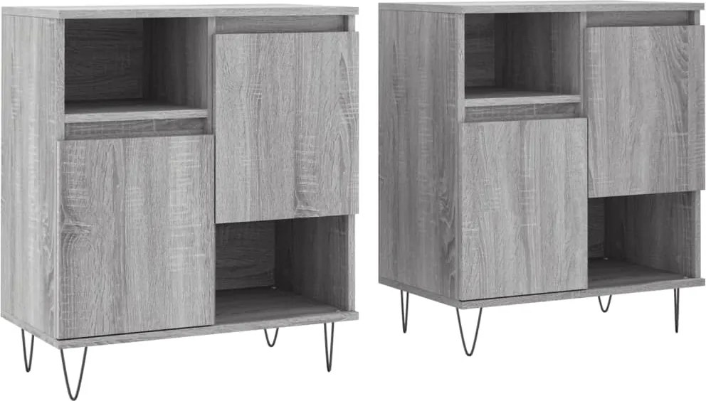 vidaXL Servante, 2 buc., sonoma gri, lemn prelucrat