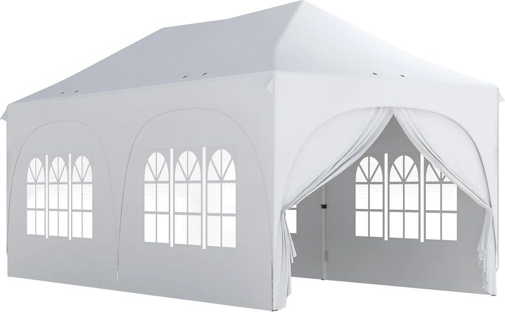 Outsunny Gazebo pliabil 3x6 m, cu pereți detașabili, saci cu nisip, geantă de transport și protecție UV30+, gri deschis/alb | Aosom Romania