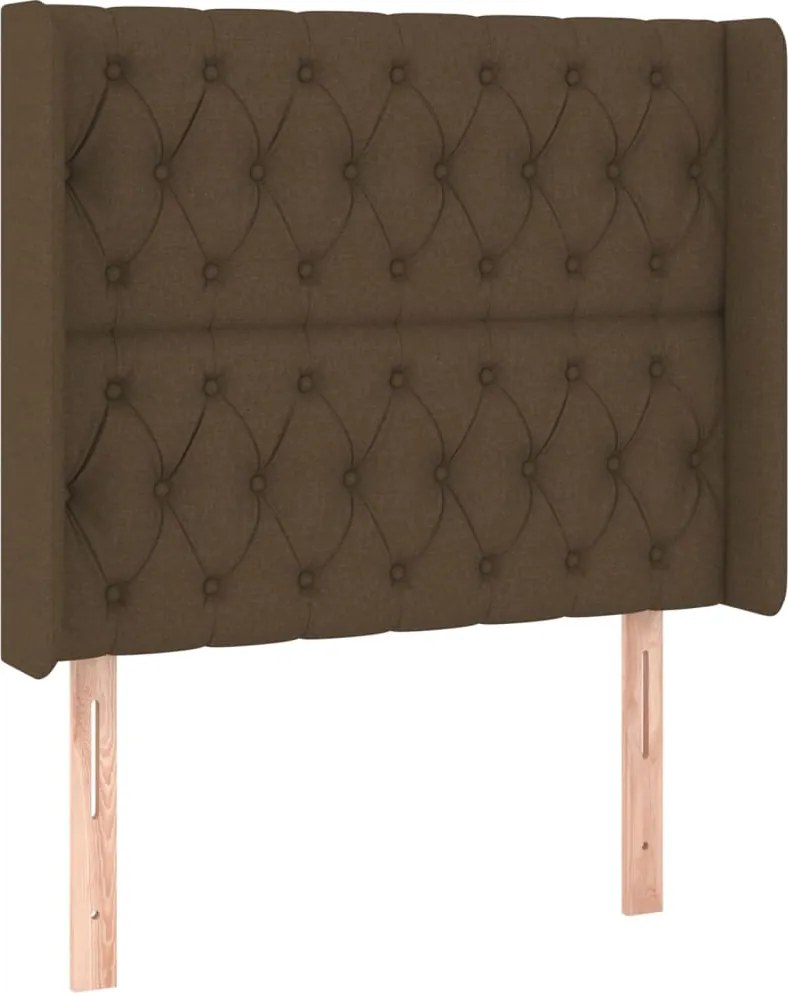 vidaXL Tăblie de pat cu aripioare maro închis 103x16x118/128 cm textil