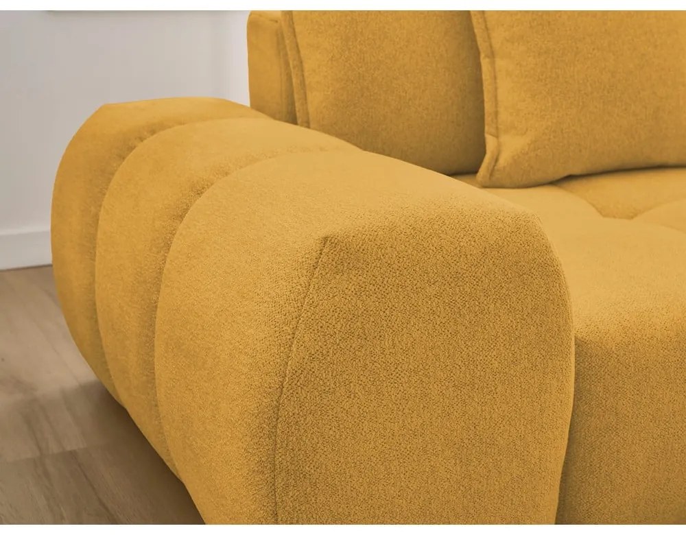 Colțar galben muștar extensibil/cu spațiu de depozitare cu tapițerie din chenille (cu colț pe partea dreaptă/cu șezlong) Everest – Bobochic Paris