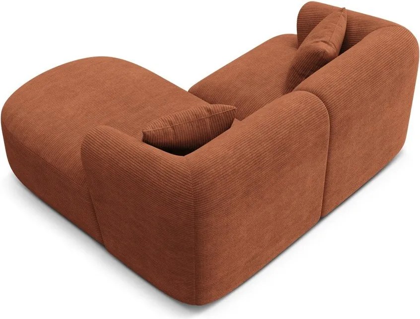 Colțar teracotă cu tapițerie din catifea reiată (cu colț pe partea dreaptă/cu șezlong) Campi – Cosmopolitan Design