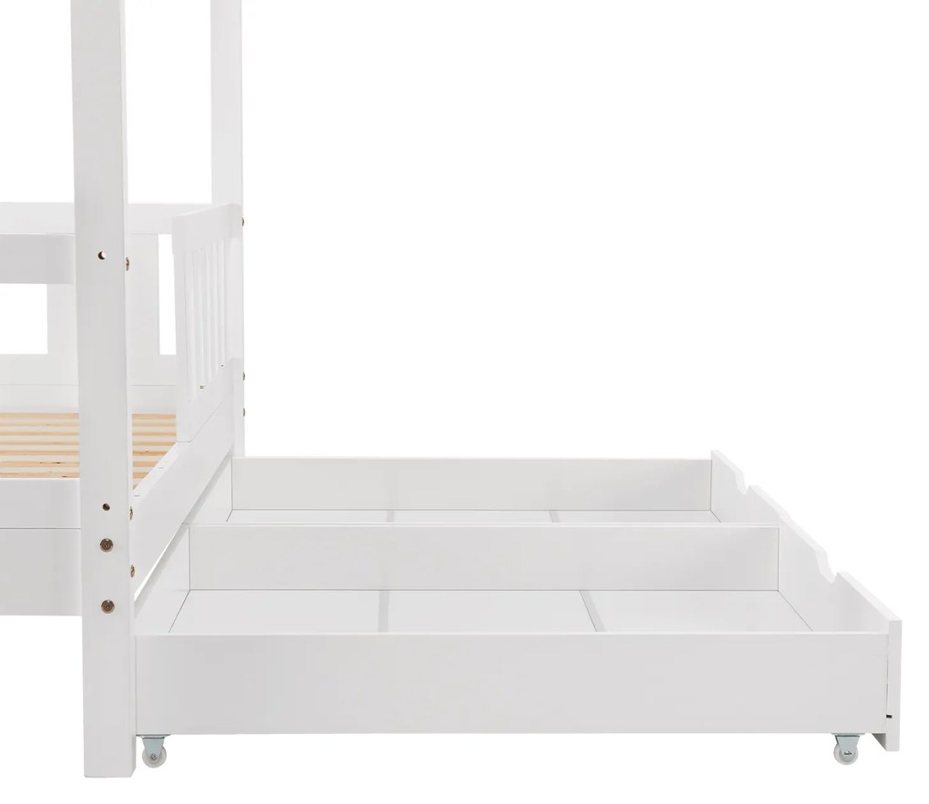 Patut Marli 90 x 200 cm cu 2 sertare si grilaj cu lamele - alb