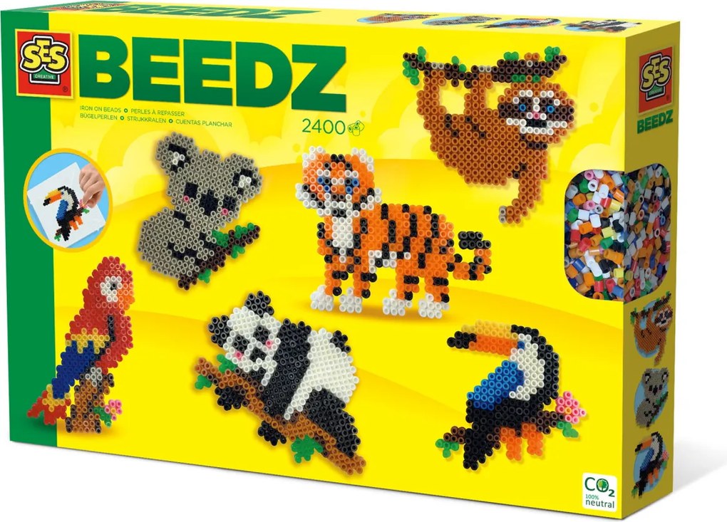 Set creativ copii - Margele de calcat cu Animale din Jungla Beedz