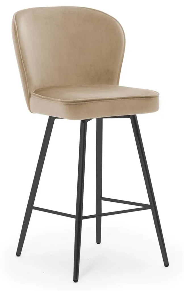 Scaun de bar Aine bej picioare negru - H70 cm
