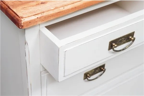 Comoda, L100 45 H106 cm, alb antic natur antic, , lemn masiv