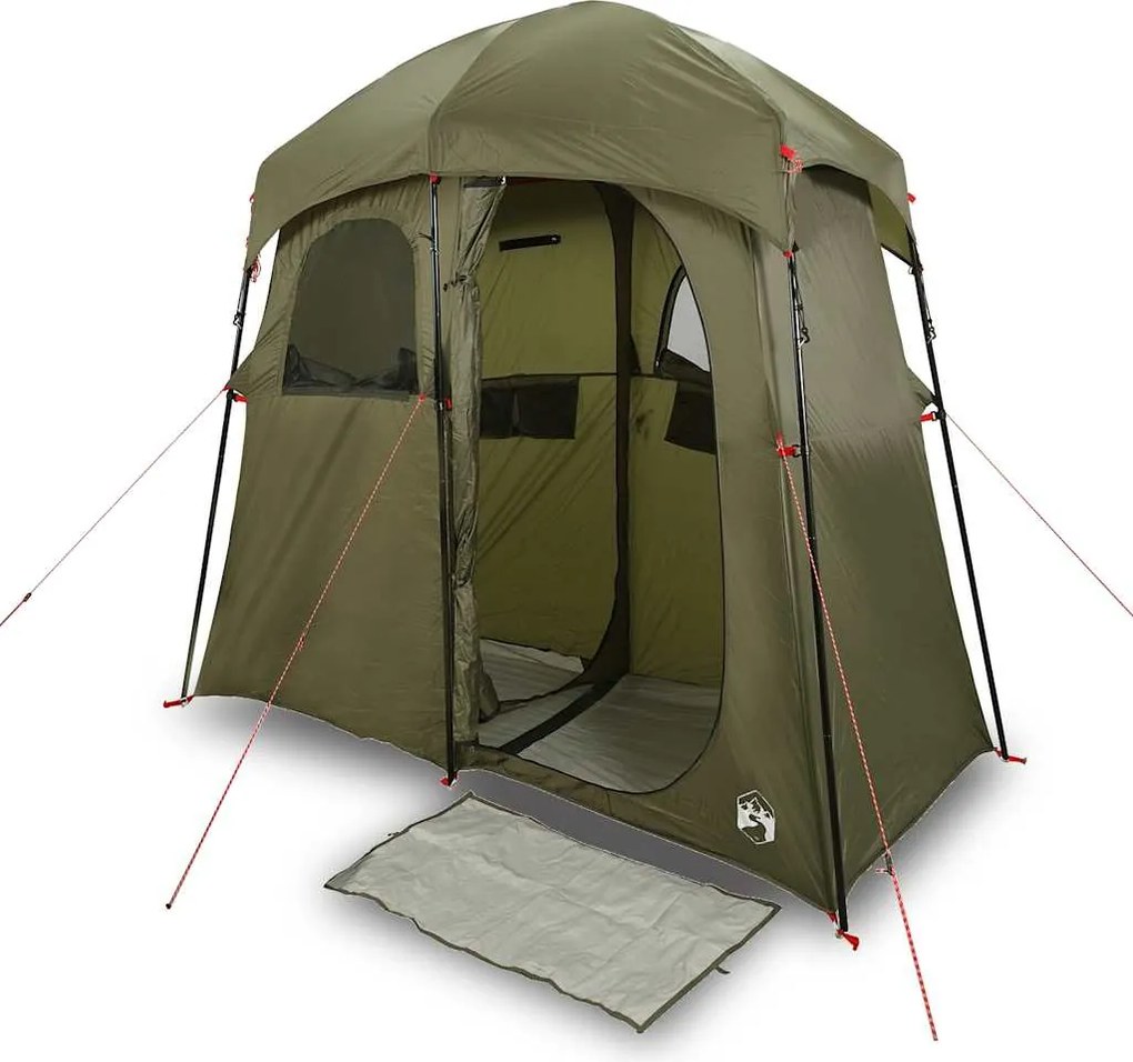 vidaXL Cort de duș pentru 2 persoane, verde măsliniu, impermeabil