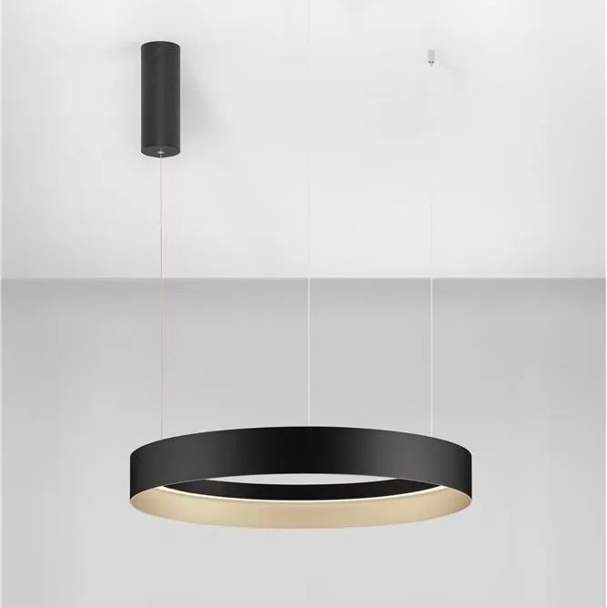 Lustra circulara aluminiu negru/auriu LED CCT LUMIA 60cm