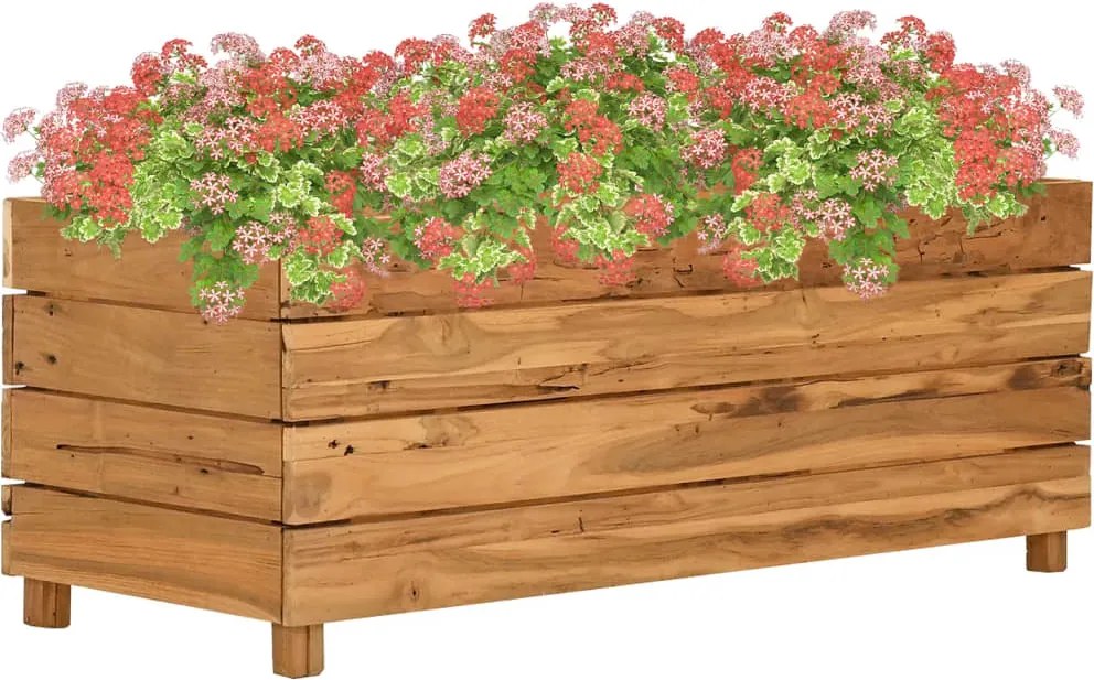 vidaXL Strat înălțat, 100x40x38 cm, lemn de tec reciclat și oțel