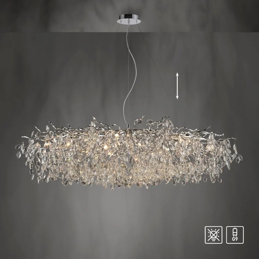 Lustra suspendata design magnific RICICLE crom, 70x150cm