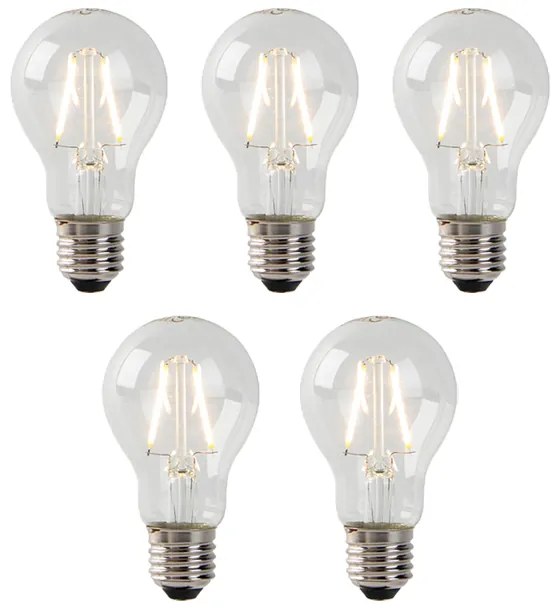 Set de 5 lămpi cu filament LED E27 A60 2W 180 lm 2700K