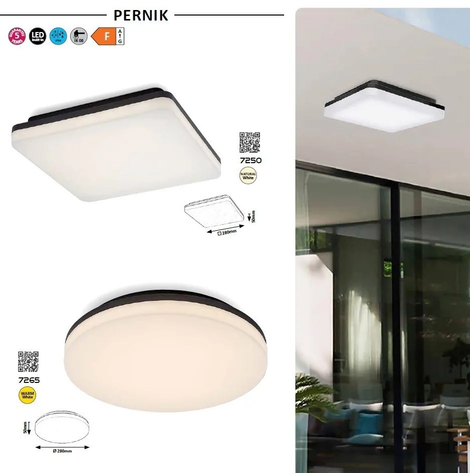 Plafoniera LED pentru iluminat exterior design modern IP54 Pernik negru 28cm