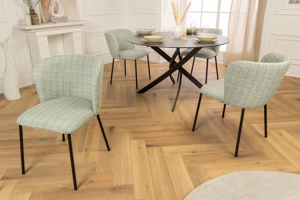 Set 2 scaune stil retro cu tesatura in carouri LYON verde-roz