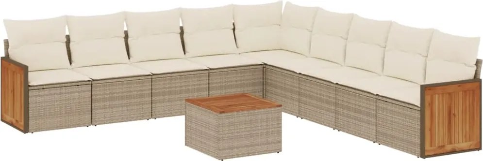 vidaXL Set canapele de grădină cu perne, 10 piese, bej, poliratan