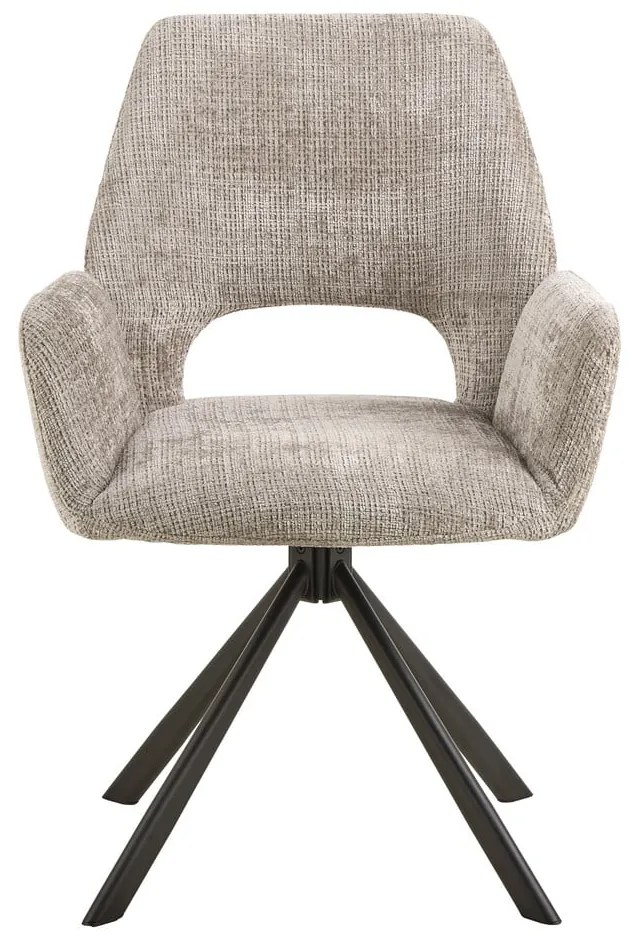 Scaun de sufragerie gri deschis cu cotiere tapițat Graham – Actona