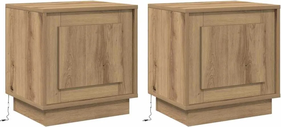 vidaXL Dulap de noapte 2 pcs Stejar Artizanal 44 x 34,5 x 45 cm