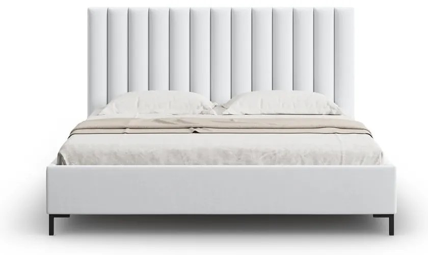 Pat matrimonial gri deschis tapițat cu spațiu de depozitare și somieră 180x200 cm Casey – Mazzini Beds