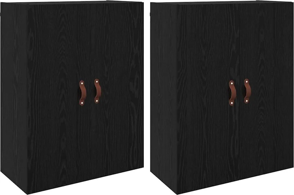vidaXL Dulap montat pe perete 2 pcs Stejar Negru 69,5 x 34 x 90 cm