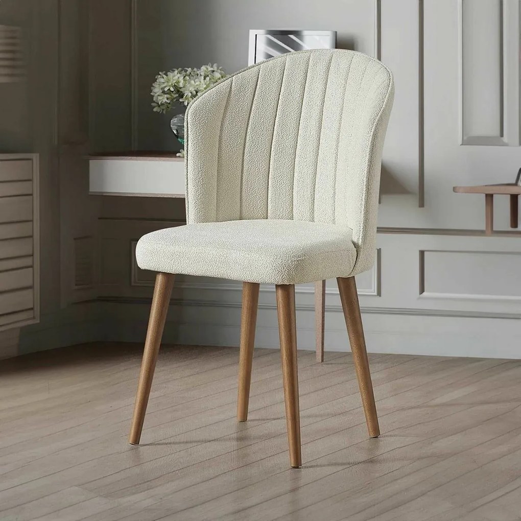 Set de scaune de sufragerie Rubi Cream și Walnut,4 buc.