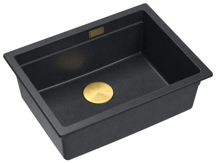 Chiuveta compozit sub blat Quadron Logan 100 negru diamant - auriu 56x45 cm