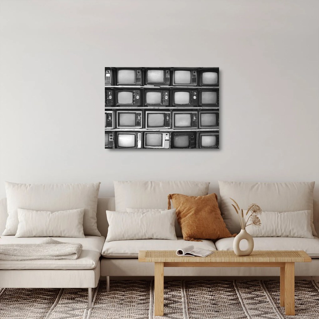 Tablou pe sticlă - Retro TV (70x50 cm)