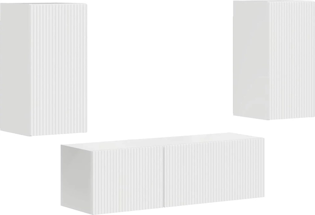 vidaXL Set Dulap pentru Televizor Montat pe Perete 4 pcs Alb lucios