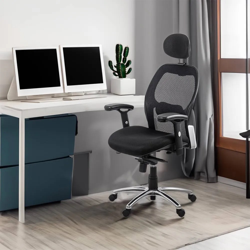Scaun ergonomic SYYT 9513 negru, suport 150 kg și cotiere reglabile