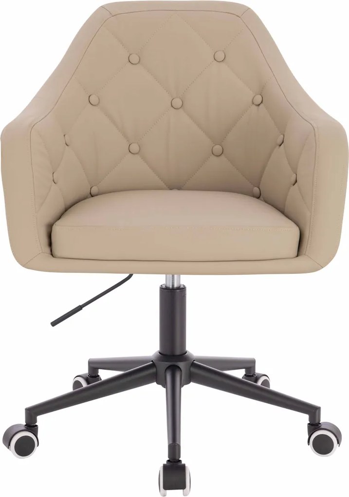 HR831K Scaun Crem Piele Ecologica Premium Soft cu Bază Neagră