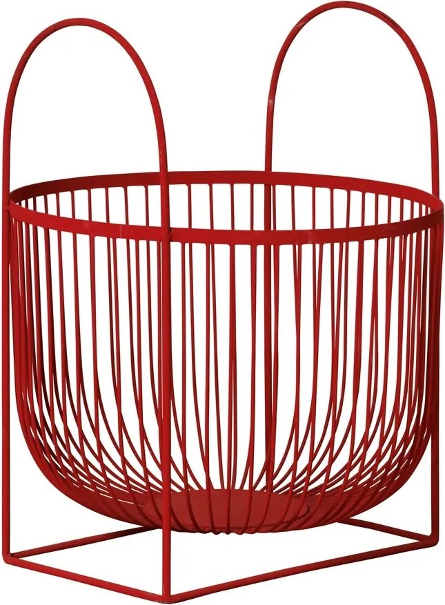 Cos depozitare rosu din metal, cu manere, Basket