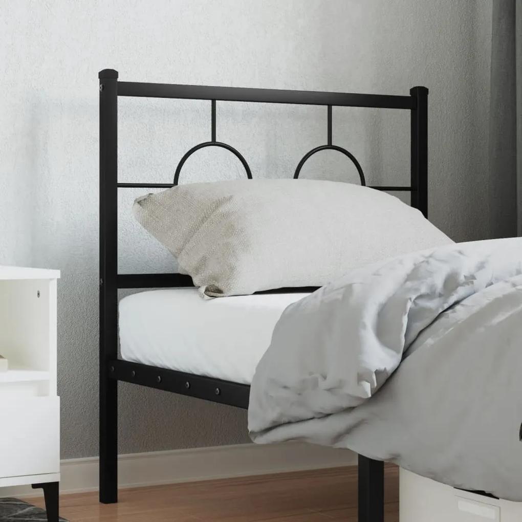376252 vidaXL Tăblie de pat metalică, negru, 75 cm