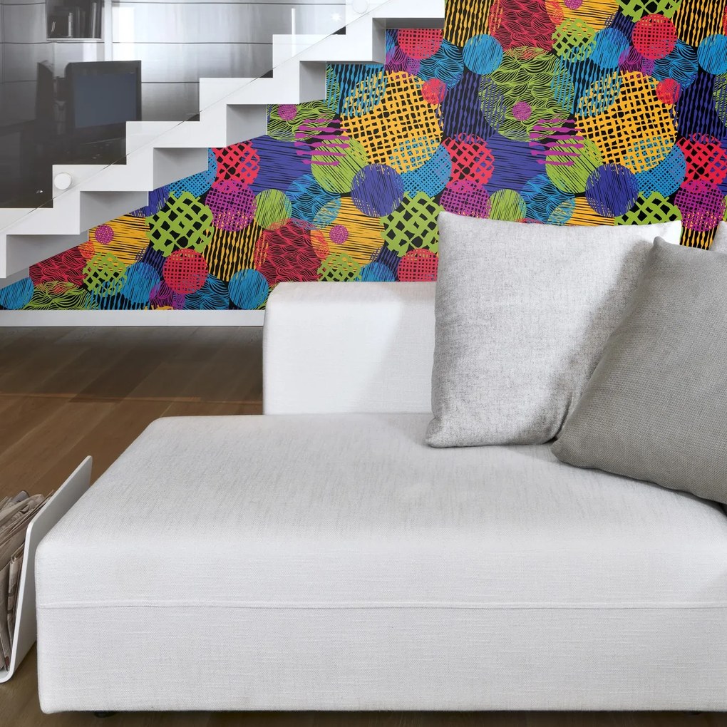 Tapet - Cercuri colorate pe fundal negru