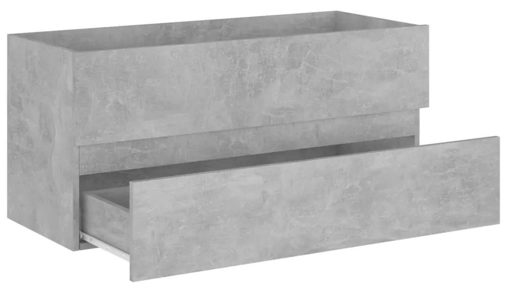 Dulap de chiuvetă, gri beton, 100x38,5x45 cm, pal
