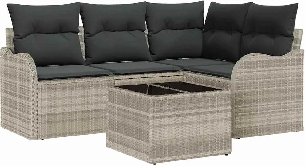 vidaXL Set de canapele pentru grădină 5 pcs Gri poliratan