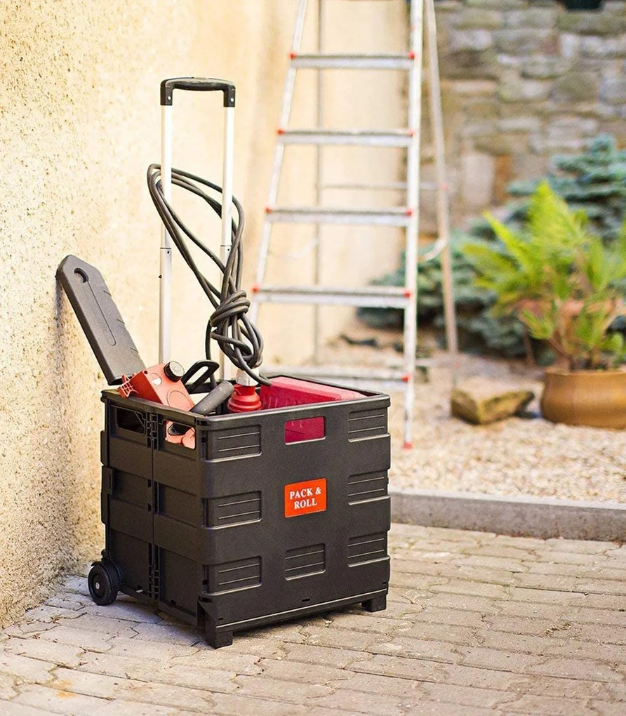 Carucior cumparaturi Pliabil Maner telescopic Negru 39 x 42 x 37 cm