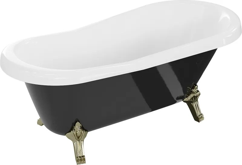 Mexen Retro cadă de baie independentă 150 x 73 cm, albă/neagră, picioare aurii - 53251507375-50