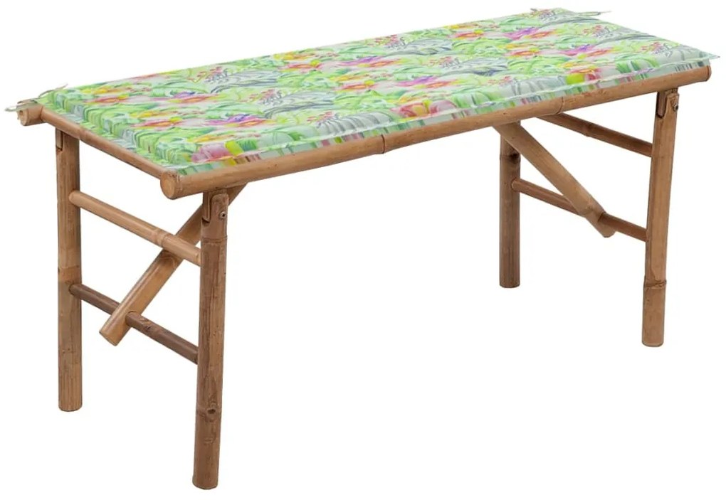 3063861 vidaXL Bancă de grădină pliabilă cu pernă, 118 cm, bambus