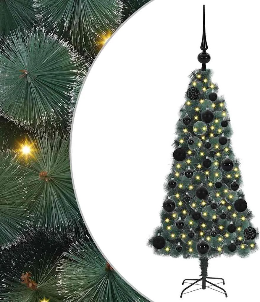 vidaXL Brad de Crăciun artificial pre-luminat cu set de bile 120 cm