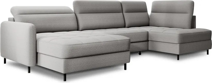 Colțar gri deschis extensibil/cu spațiu de depozitare cu tapițerie din catifea (cu colț pe partea dreaptă/în formă de "U") Berrto – ELTAP