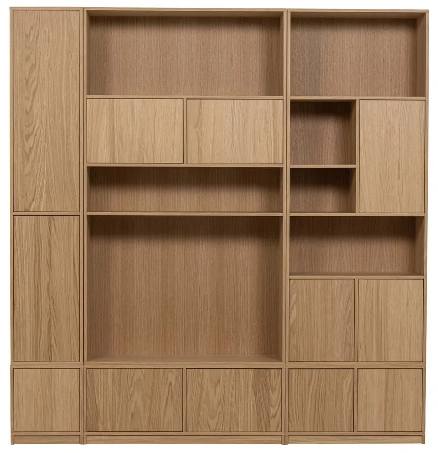 Bibliotecă modulară în culoare naturală cu aspect de lemn de stejar 217x243 cm Modulair – vtwonen