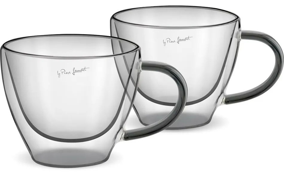 Lamart LT9117 Set 2 pahare cappuccino Vaso, 190ml, negru